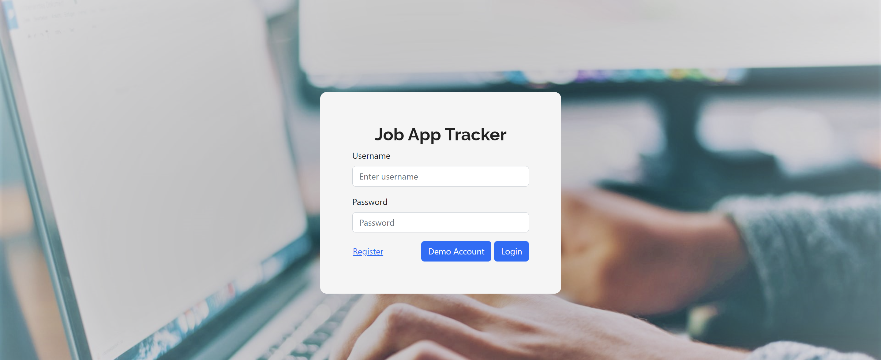 Job app tracker login page